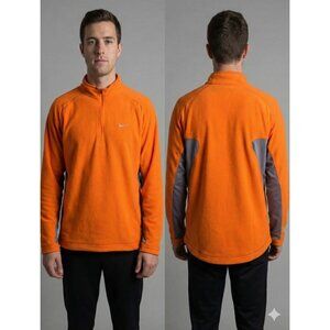 Nike Men's Therma-FIT 1/4 Zip Fleece Pullover L Orange Grey Training 289794-827
